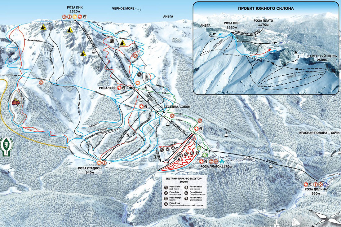 Карта горнолыжных курортов сочи
