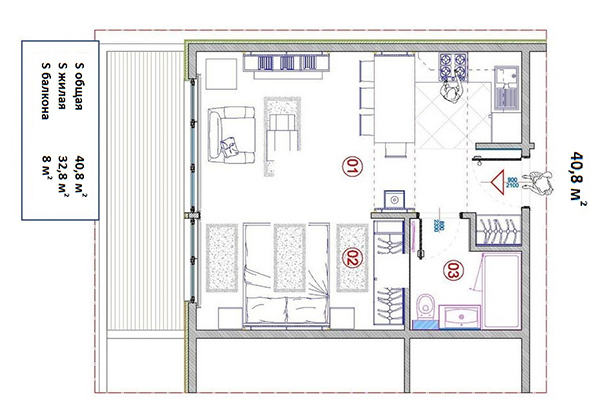 Апартаменты А1 (42м2)