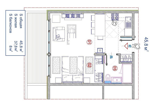 Апартаменты А5 (46 м2)